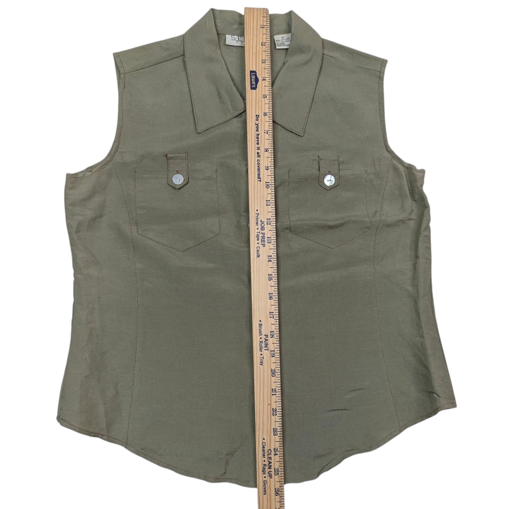 Women's Olive Sleeveless Jumpsuit - Picture 13 of 16